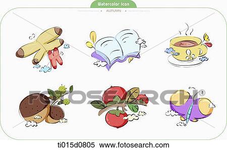 various watercolor icons View Large Illustration Stock Illustration - various watercolor icons. Fotosearch
