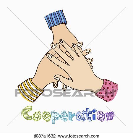 Drawing - word art of cooperation. Fotosearch
