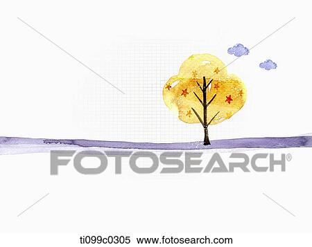 Stock Illustration - yellow tree in white background. Fotosearch