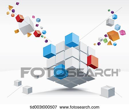 a 3D cube with small colourful cubes surrounding View Large Photo Image Stock Photo - a 3D cube with small colourful cubes surrounding . Fotosearch