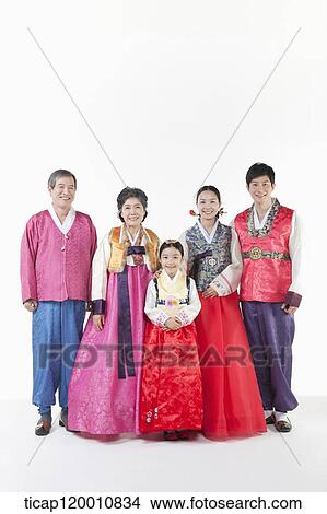 a big family in Hanbok posing together View Large Photo Image Picture - a big family in Hanbok posing together. Fotosearch