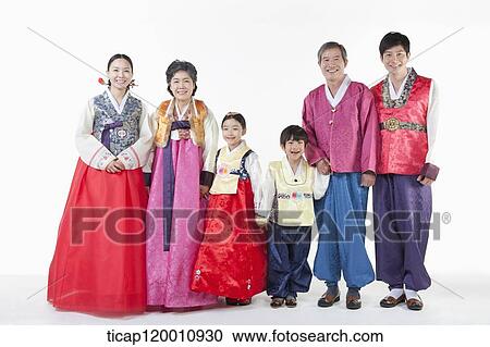a big family standing in a line wearing Hanbok View Large Photo Image Stock Image - a big family standing in a line wearing Hanbok. Fotosearch
