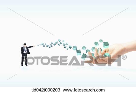 a businessman receiving 3d cubes from a hand View Large Photo Image Stock Image - a businessman receiving 3d cubes from a hand . Fotosearch