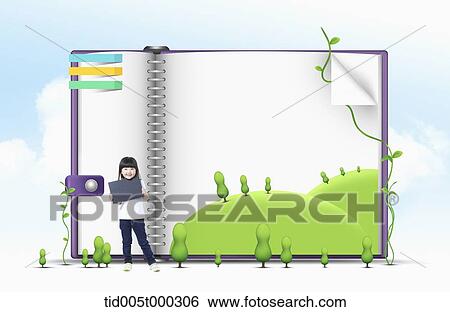 a girl standing in front of a notebook View Large Photo Image Stock Photograph - a girl standing in front of a notebook. Fotosearch