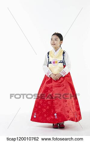 a girl wearing a Hanbok dress View Large Photo Image Stock Image - a girl wearing a Hanbok dress. Fotosearch