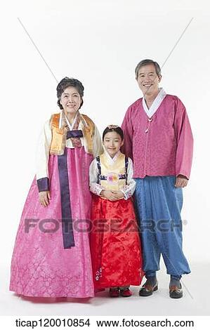 a girl with grandparents wearing Hanbok View Large Photo Image Picture - a girl with grandparents wearing Hanbok. Fotosearch