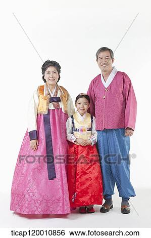 a girl with grandparents wearing Hanbok View Large Photo Image Stock Photograph - a girl with grandparents wearing Hanbok. Fotosearch