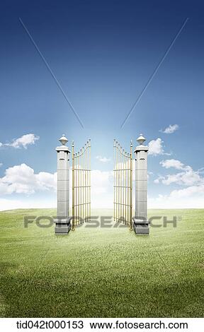 Stock Image - a heaven's gate on a field. Fotosearch