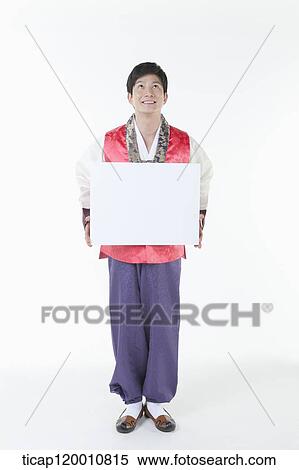 a man wearing a Hanbok holding a white box View Large Photo Image Stock Photography - a man wearing a Hanbok holding a white box . Fotosearch