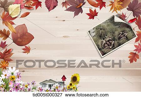 Stock Photo - a picture of autumn in frame of autumn leaves. Fotosearch