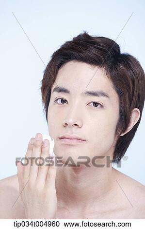 a topless man with shaving cream on his fingers View Large Photo Image Stock Image - a topless man with shaving cream on his fingers . Fotosearch