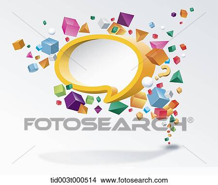 colourful 3d shapes surrounding a speech bubble View Large Photo Image Picture - colourful 3d shapes surrounding a speech bubble. Fotosearch