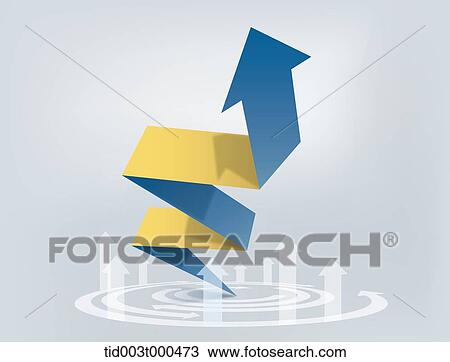 Stock Image - folded arrow rising from arrows. Fotosearch