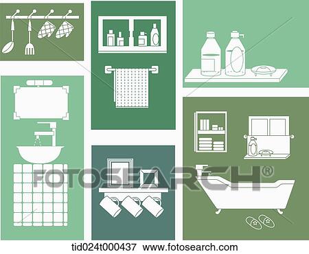 Stock Photo - green illustration of bathroom room area . Fotosearch