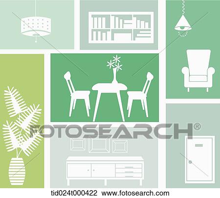 Stock Image - green illustration of living room furniture . Fotosearch