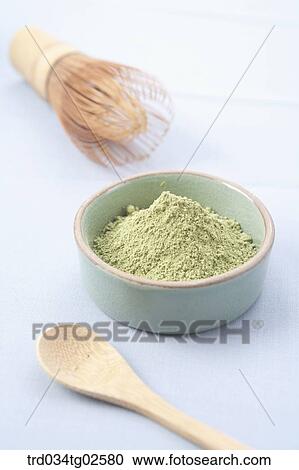 green tea power with a bubble making brush and a spoon View Large Photo Image Stock Image - green tea power with a bubble making brush and a spoon. Fotosearch