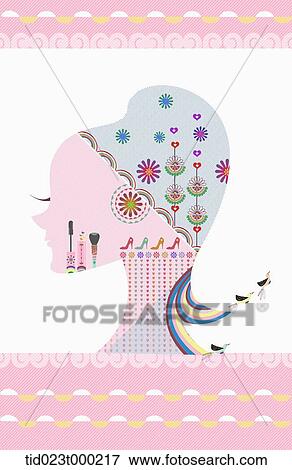 illustration design of a woman in her sideways View Large Photo Image Stock Photo - illustration design of a woman in her sideways . Fotosearch