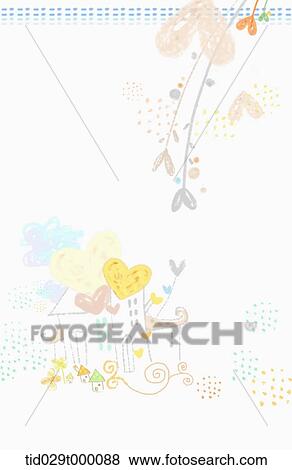 Stock Photo - illustration drawing of a house with hearts. Fotosearch