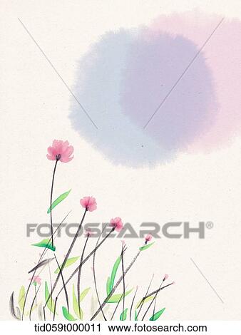 Stock Image - illustration drawing of pink flowers . Fotosearch