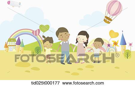 illustration of a family holding hands together View Large Photo Image Stock Photo - illustration of a family holding hands together. Fotosearch