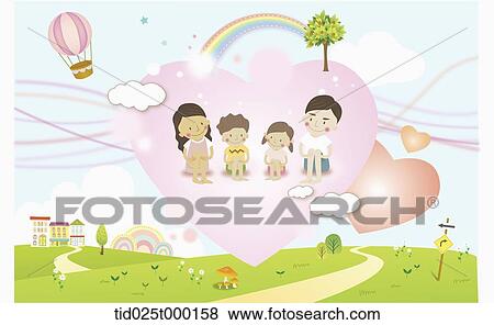 illustration of a family in a heart shape View Large Photo Image Stock Photo - illustration of a family in a heart shape. Fotosearch