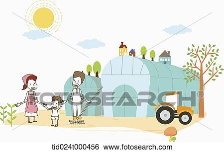 illustration of a family in front of a greenhouse View Large Photo Image Stock Photograph - illustration of a family in front of a greenhouse. Fotosearch