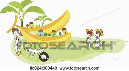 Stock Photo - illustration of a family planting bananas . Fotosearch