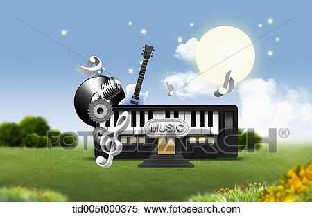illustration of a gate with music sign on a building in shape of a piano View Large Photo Image Stock Photography - illustration of a gate with music sign on a building in shape of a piano. Fotosearch