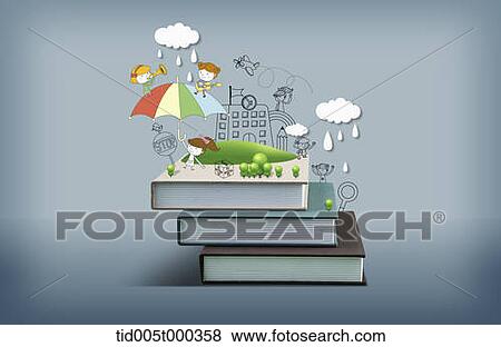Stock Photo - illustration of a pile of books . Fotosearch