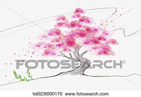 illustration of a pink tree View Large Photo Image Stock Image - illustration of a pink tree. Fotosearch