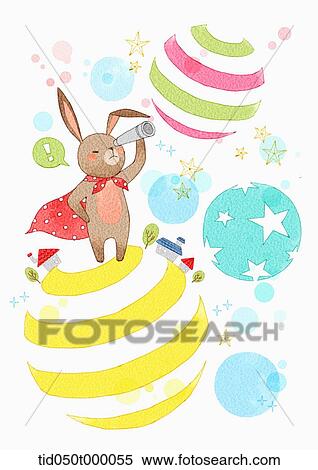 illustration of a rabbit viewing with a telescope on a ball View Large Photo Image Stock Photography - illustration of a rabbit viewing with a telescope on a ball . Fotosearch
