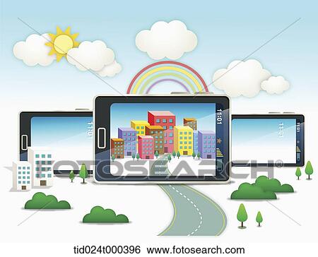 illustration of a road that is continued on a mobile phone View Large Photo Image Stock Photograph - illustration of a road that is continued on a mobile phone. Fotosearch