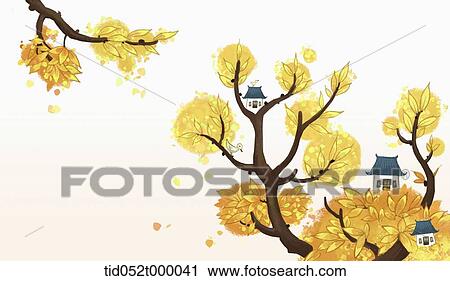 illustration of a small village in a tree branches View Large Photo Image Stock Image - illustration of a small village in a tree branches. Fotosearch