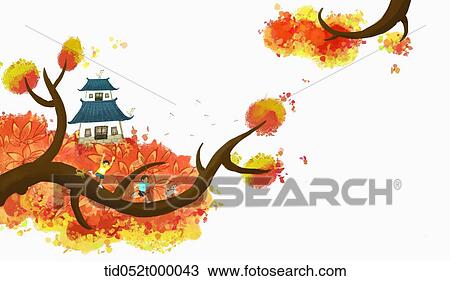illustration of a small village in a tree branches View Large Photo Image Stock Image - illustration of a small village in a tree branches. Fotosearch