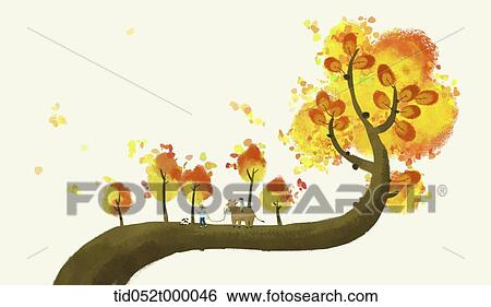 illustration of a small village in an autumn tree branches View Large Photo Image Stock Photograph - illustration of a small village in an autumn tree branches. Fotosearch