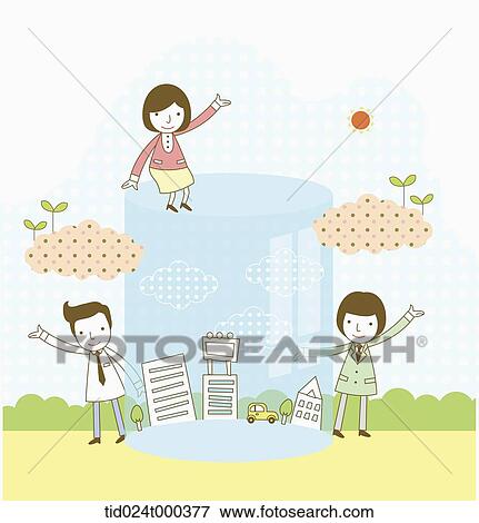 illustration of a woman sitting on a transparent cylinder of a town View Large Photo Image Stock Photo - illustration of a woman sitting on a transparent cylinder of a town. Fotosearch