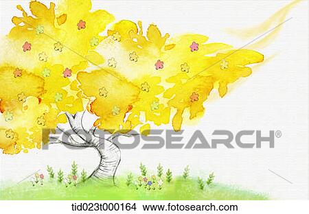 illustration of a yellow tree View Large Photo Image Picture - illustration of a yellow tree. Fotosearch