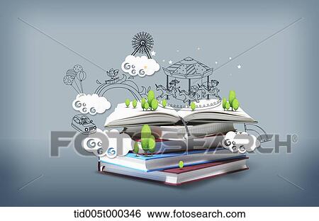 illustration of amusement park on a pile of books View Large Photo Image Stock Photograph - illustration of amusement park on a pile of books . Fotosearch