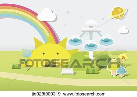 illustration of an amusement park View Large Photo Image Stock Photo - illustration of an amusement park. Fotosearch