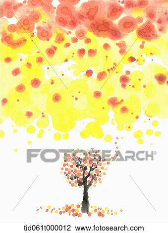 illustration of an orange tree under thick yellow and orange paints View Large Photo Image Stock Image - illustration of an orange tree under thick yellow and orange paints. Fotosearch