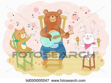 illustration of animals playing instruments View Large Photo Image Stock Photo - illustration of animals playing instruments. Fotosearch