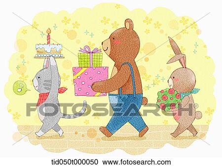 Stock Image - illustration of animals preparing birthday. Fotosearch