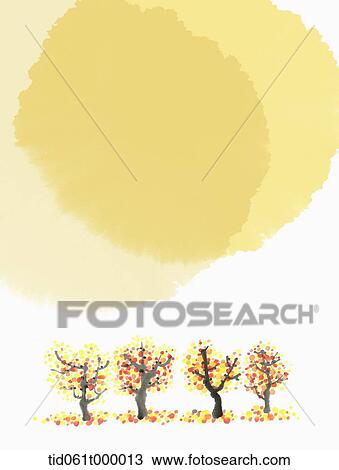 illustration of autumn trees under a sun View Large Photo Image Stock Image - illustration of autumn trees under a sun. Fotosearch