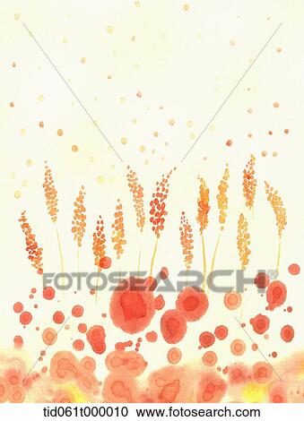 illustration of field flowers painted in orange View Large Photo Image Stock Image - illustration of field flowers painted in orange. Fotosearch