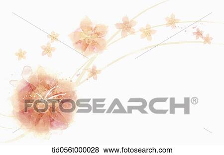 illustration of flowers with orange curves View Large Photo Image Stock Photo - illustration of flowers with orange curves. Fotosearch