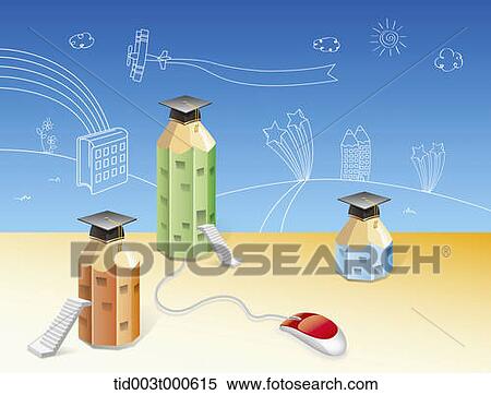 illustration of graduation hats on top of a pencils View Large Photo Image Stock Photography - illustration of graduation hats on top of a pencils . Fotosearch