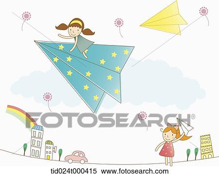 illustration of human cartoon character flying with a paper airplane View Large Photo Image Stock Photography - illustration of human cartoon character flying with a paper airplane. Fotosearch