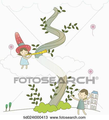illustration of human cartoon characters and a plant branch from the sky View Large Photo Image Stock Image - illustration of human cartoon characters and a plant branch from the sky. Fotosearch