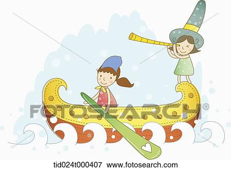 illustration of human cartoon characters on a boat View Large Photo Image Stock Photo - illustration of human cartoon characters on a boat. Fotosearch