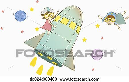 illustration of human cartoon characters in space View Large Photo Image Stock Photo - illustration of human cartoon characters in space . Fotosearch